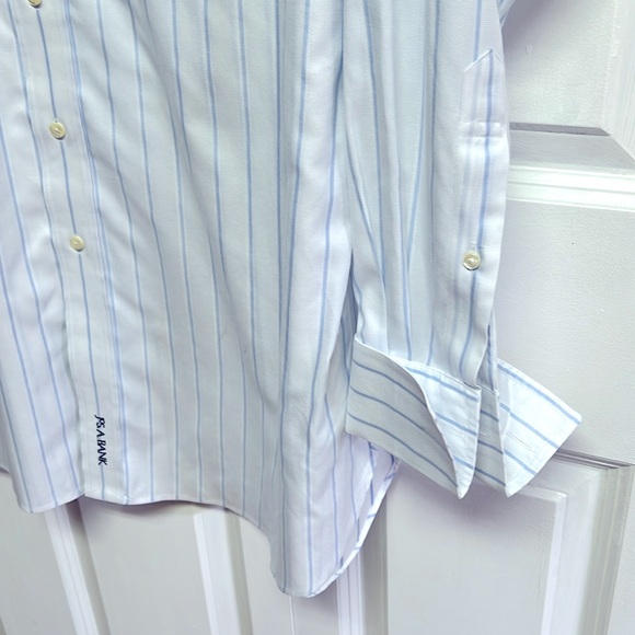 Jos a Banks White Blue Pocket French Long Sleeve Dress Shirt Size 17.50 - Picture 4 of 8